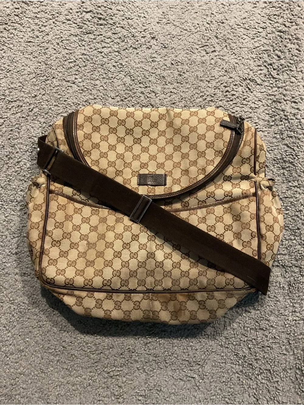 Gucci Vintage Monogram Diaper Messenger Laptop Bag Shoulder Crossbody Purse